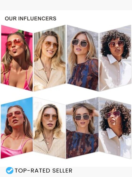 Trendy Square Aviator Sunglasses Gold Frame Light Tint Y2K Retro Metal UV400 main image 6